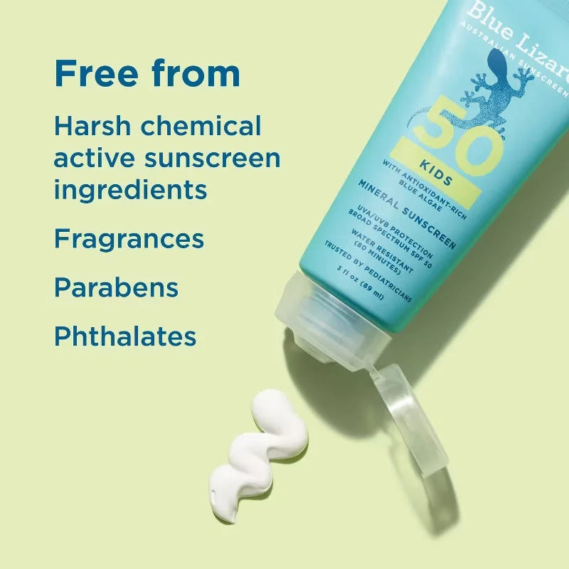 Blue Lizard Kids' Sunscreen Lotion - SPF 50 - 3 fl oz: Whole Body, Paraben-Free, Vegan, Contains Zinc Oxide