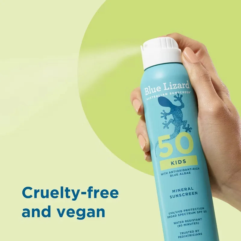 Blue Lizard Kids' Mineral Sunscreen Spray - SPF 50+ - 5 oz: Paraben-Free, Vegan, Whole Body, Contains Zinc Oxide