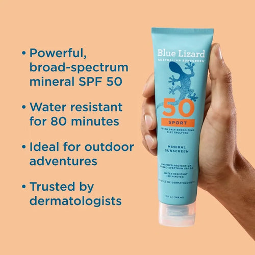 Blue Lizard Australian Sunscreen Sport Lotion - SPF50 - 5 fl oz: Whole Body, Vegan, Oxybenzone-Free, Unscented